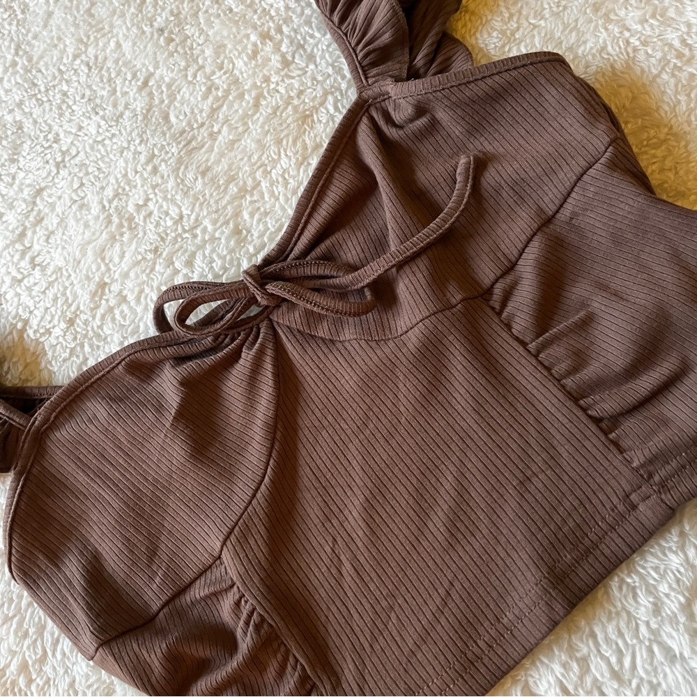 L Cider Knotted Rib Tank Top Brown